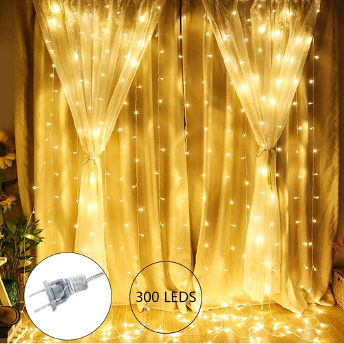 Cortina Guirnalda Decorativa De 300 Luces Led 3x3m