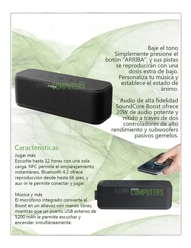 Parlante Anker Soundcore Boost Vm Bajos Ajustables A3145h11
