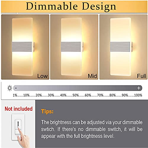 Lámpara De Pared Led 12w, Moderna, 2 Unidades, Blanco