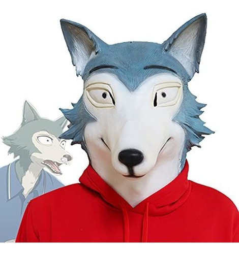 Beastars Legosi Mask Latex Full Face Wolf Animal Mask With G