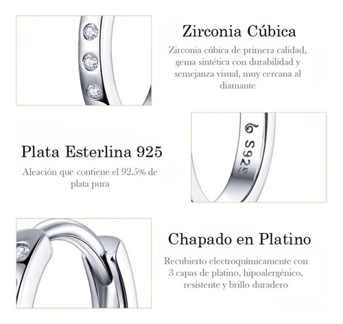 Aretes Plata 925 Pendientes Aro Huggies Chapados En Platino
