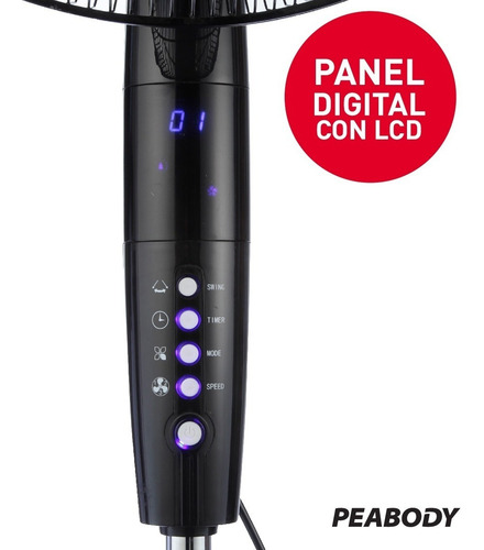 Ventilador De Pie Peabody Pe-vp350 20 3 Paletas De Metal Color de la estructura Negro Color de las aspas Plateado Diámetro 20