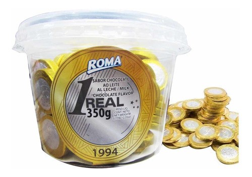 Moedas De Chocolate 350g Roma Pote Com Chocolate De Moeda