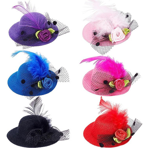 Paquete 6 Mini Sombreros Te Sombreros Pequeños Para El Pelo