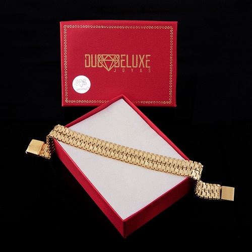 Pulsera Elegante Ro2 12mm Plata Baño Oro 24k Duodeluxejoyas®