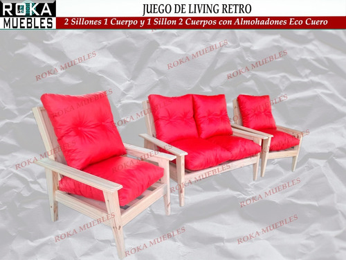 Imagen 4 de 4 de Juego De Living Recto Cruz Pino Roka Muebles Sin Almohadones