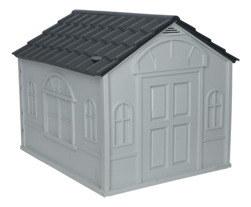 Casa Térmica Para Perros Con Puerta Razas Medianas 75x65x63 Color Gris