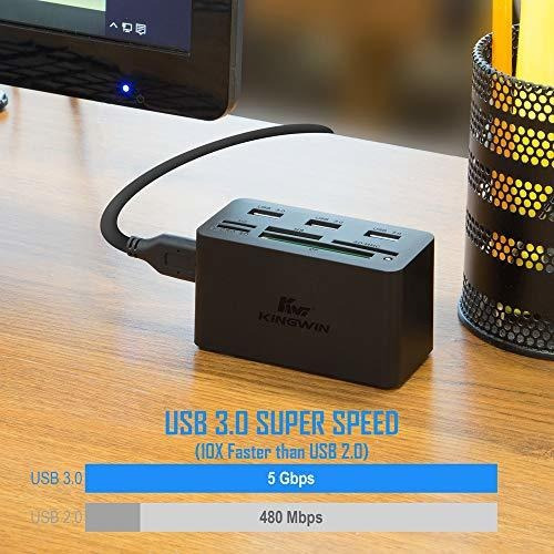 Adaptador Hub Usb Kingwin Con Lector De Tarjetas De Memoria