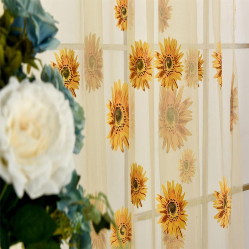 Nuevo 100 * 200cm Cortina De Ventana De Gasa Girasol Panel