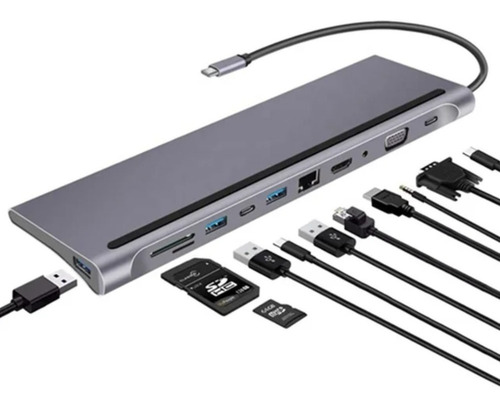 Hub Convertidor Adaptador Tipo C 11 En 1 Usb Hdmi Macbook Pc