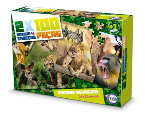 Jogo Quebra Cabeça Infantil Animais Selvagens Puzzle 2 Em 1