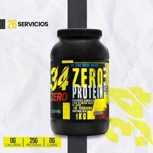 Proteína Hidrolizada 34 Zero 1kg Sabores 26 Servicios Chocolate