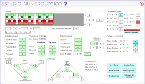 Estudio Numerológico 7 Mod. 1 Mistisoft Programa Numerología
