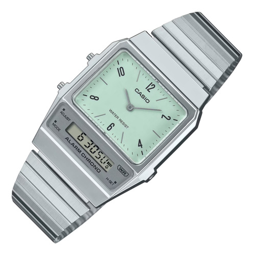 Casio Reloj Hombre Aq-800e-3avt Slim, Doble Reloj, Alarma,cr