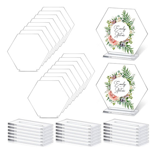 Letreros De Mesa Hexagonales Para Bodas En Blanco, Acrílicos