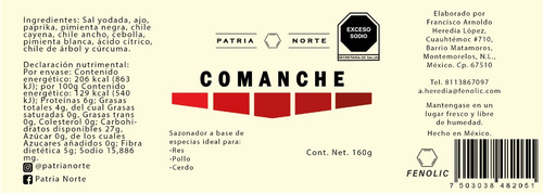 Sazonador Comanche Patria Norte 160g