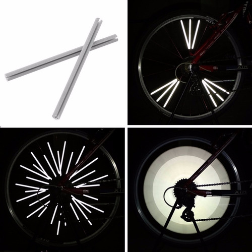 Tiras Reflectantes Para Rayos De Bicicleta O Motocicleta Color Branco