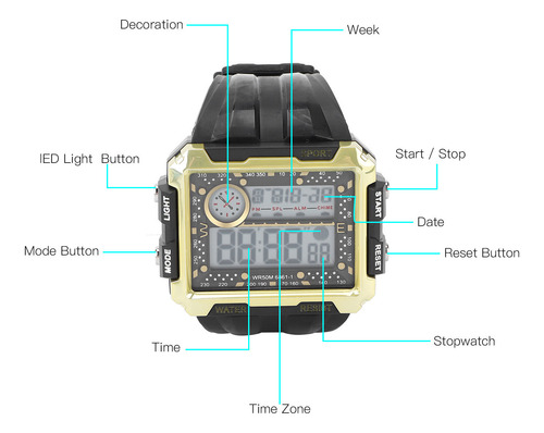 Relógios De Pulso Eletrônicos Masculinos Watch Night Waterpr
