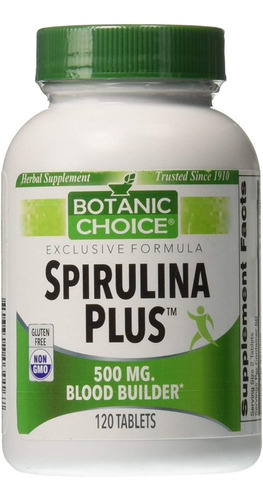 Spirulina Plus 500mg, 120 Tabletas, I - Unidad a $1