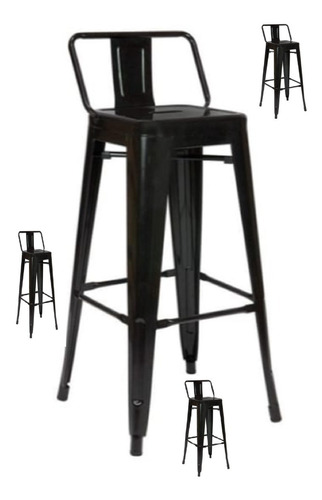 Kit X 4 Silla Butaco Negro Para Cafetería  Infinito Sky