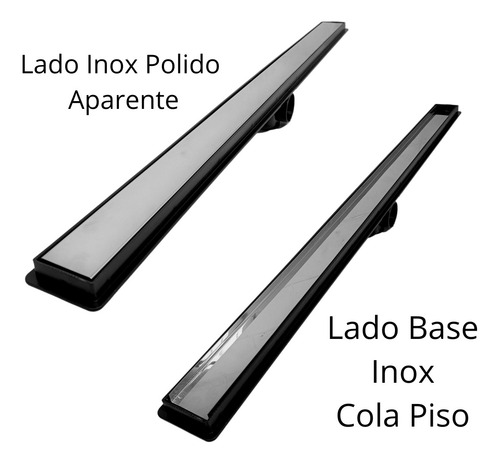 Ralo Linear 80cm Banheiro Oculto Piso Cocho Preto