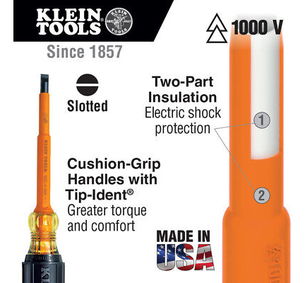 Klein Tools 602-4-ins 1/4-inch Cabinet Tip Insulated Scr Yyn
