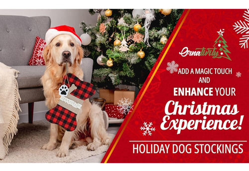 2 Simpáticas Medias De Navidad De Hueso De Perro A Cuadros