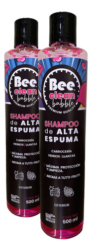 Kit 2 Pza. Bee Clean Bubble Shampoo Alta Espuma 500 Ml 