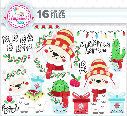 Kit Cliparts Llamas Navidad Imagenes Png Navideños #n109