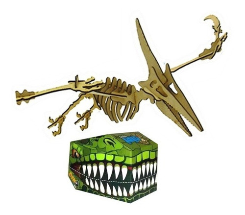 Dinosaurio Pterodactilo Esqueleto Madera Armar Puzzle 3d