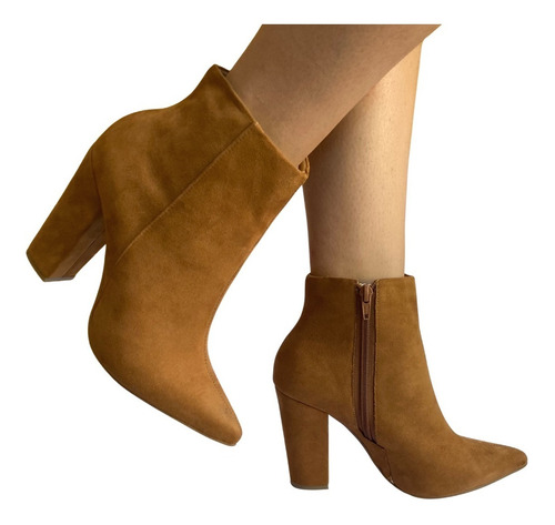 Imagen 4 de 6 de Botín Puntal Mujer Felipe Rentería Moda Tacón Ancho 10cm