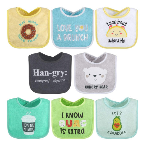 Juego De 8 Baberos Unisex Para Bebés Alimentar Dentición Y B