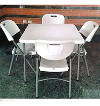Comprar Mesa Plegable Cuadrada De Resina Y Acero Con Sillas
