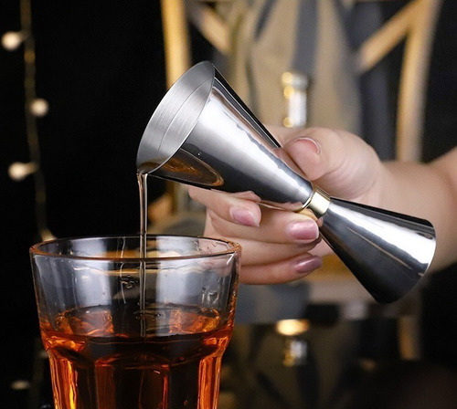 Imagen 3 de 10 de Jigger Slim Moño C/aro Dorado - 30 60ml Barman Coctelería
