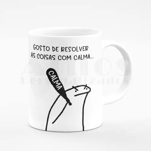 Caneca meme boneco palito 1 minuto de paz