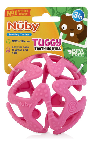 Nuby Pelota De Mordedor 100% Silicona Tuggy, 6 Meses, Los Co