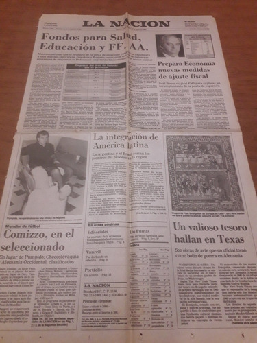 Tapa Diario Nación 16 06 1990 Ff.aa. Pumpido Mundial Fútbol 