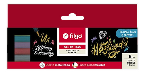 Marcador Brush 035-estuche 6 Metalizado