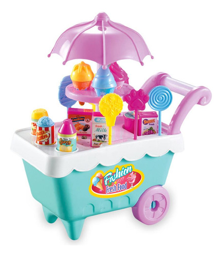Carrito De Helados De 19 Piezas Con Música Y Luces, Juguete