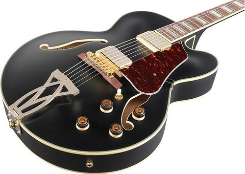 Guitarra semiacústica Ibanez Af 75g Bkf, color negro, diapasón plano, material: nogueira, guía manual: mano derecha