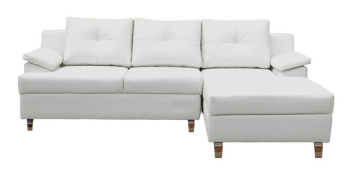 Imagen 1 de 2 de Sofa Modular En L Helvet Derecho Ecocuero Blanco