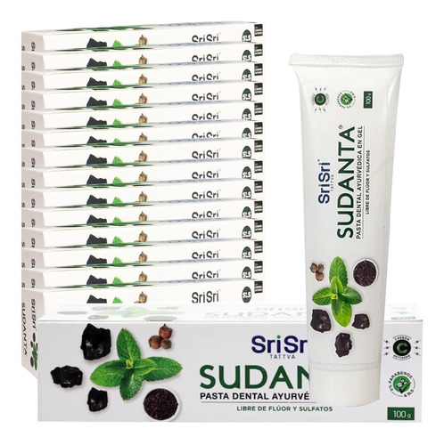 Pasta Sudanta Ayurveda Sin Fluor 100 Ml Pack 15 Uni Sri Sri