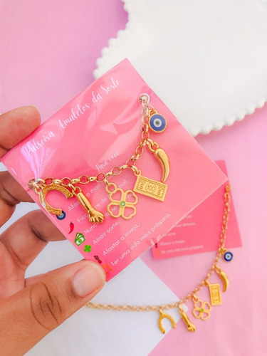 Imagem 1 de 2 de Pulseira Feminina Amuleto Da Sorte