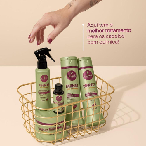 Kit Haskell Bananeira Pós-química Sh + Cond + Máscara Fluido