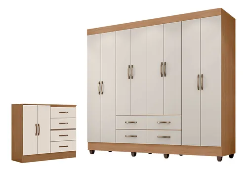 comprar Guarda Roupa Casal Porto Com Cômoda Lite 4 Gavetas 2 Portas