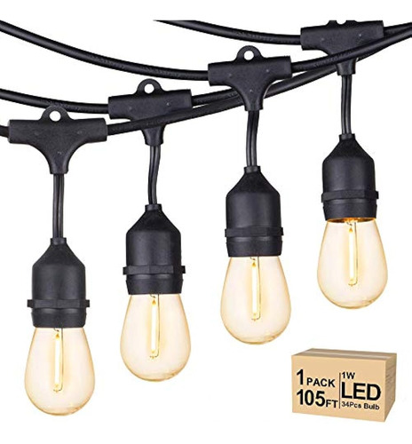 Svater Led Luces De Cadena Para Exteriores, 105 Pies Con Enc