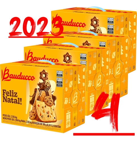 Kit 4 Cesta De Natal Bauducco Grande 20 Itens Original C Nf