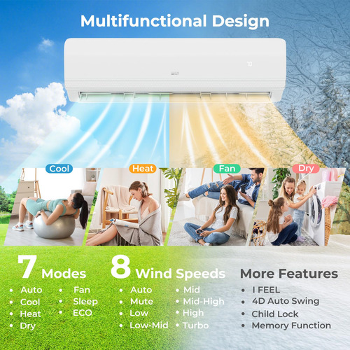 Aire Acondicionado Mini Split 27k Btu Inverter Wifi Sin Cond Blanco