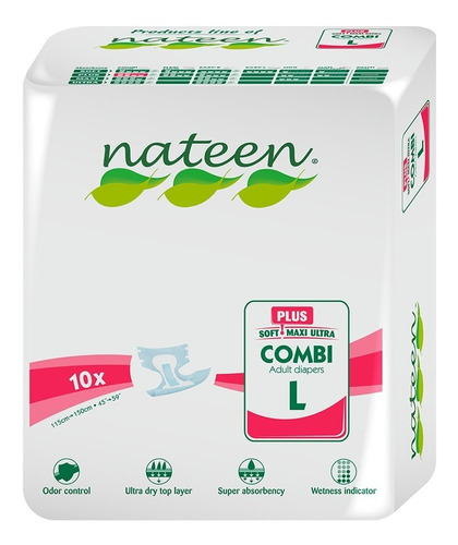 Pañal Nateen Adulto Talla L Combi Super Plus (premium )