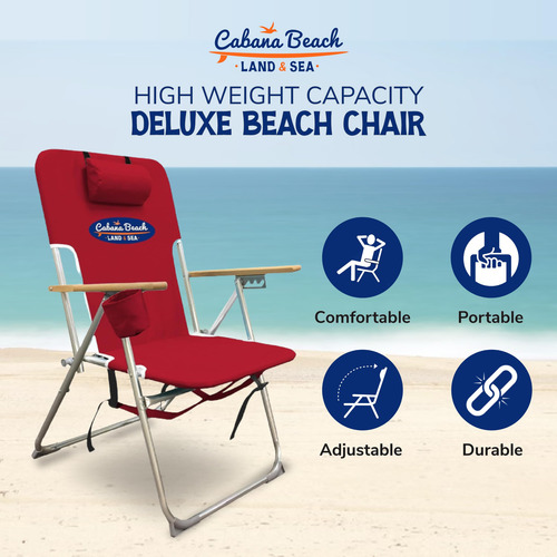 Cabana Beach Silla De Playa Plegable 4 Posiciones Rojo Tango